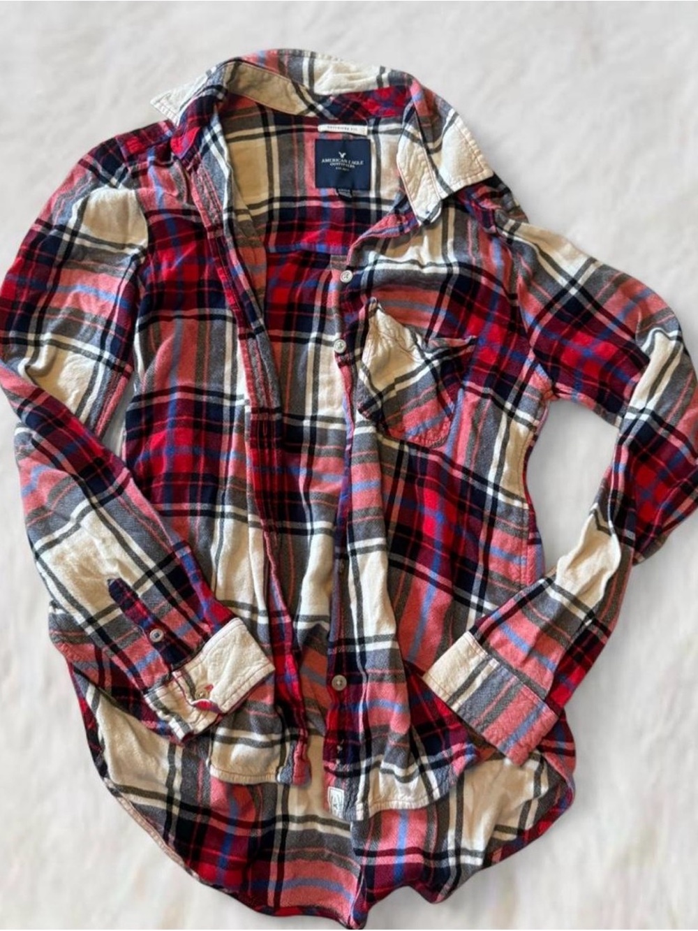 American Eagle Outfitters Red Plaid Button-Down Flannel